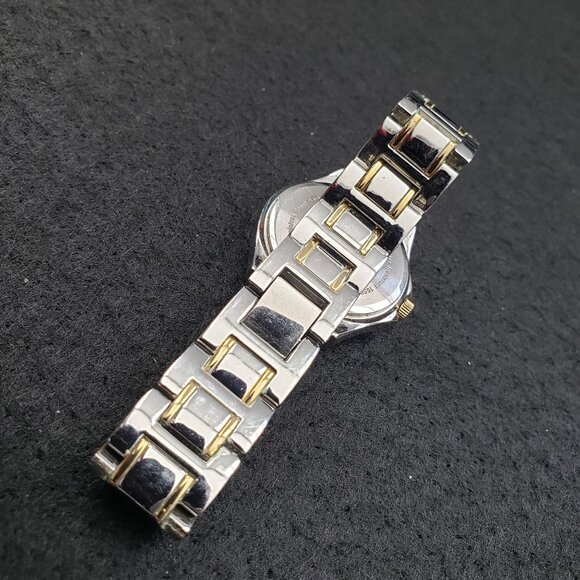 Armitron Womens Silver-Tone Watch Gold Crystal Accents Mother Pearl Dial Working - Picture 13 of 13